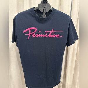 Primitive Black Tee with Vibrant Pink Script
